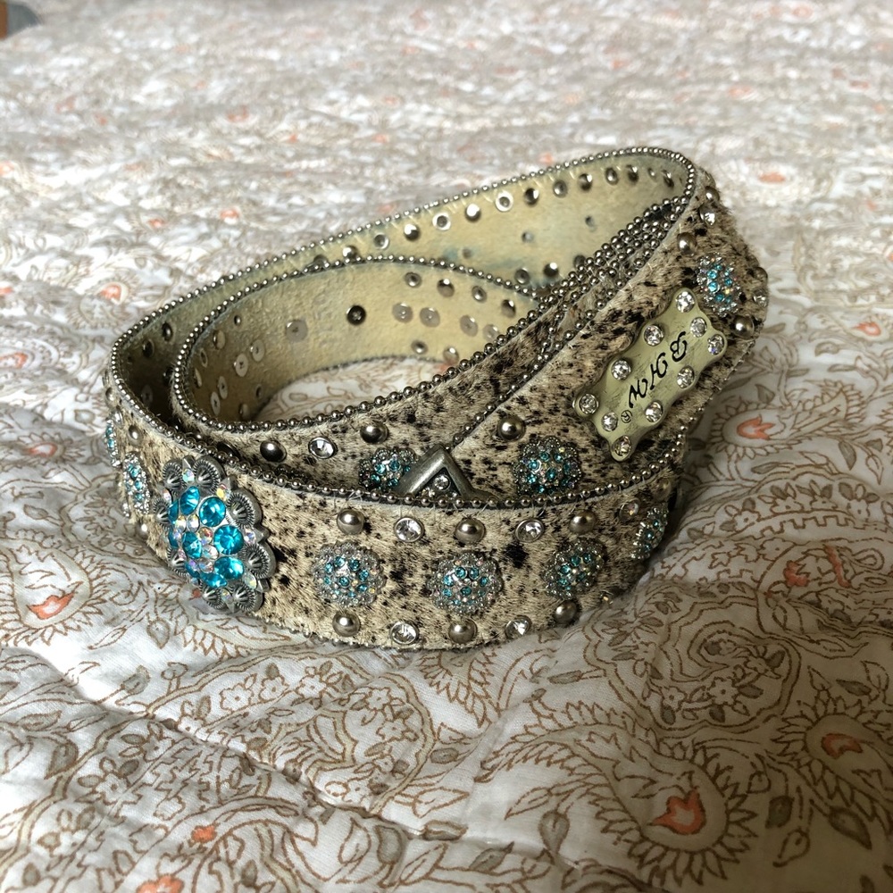 Hair on Hide Bling Belt